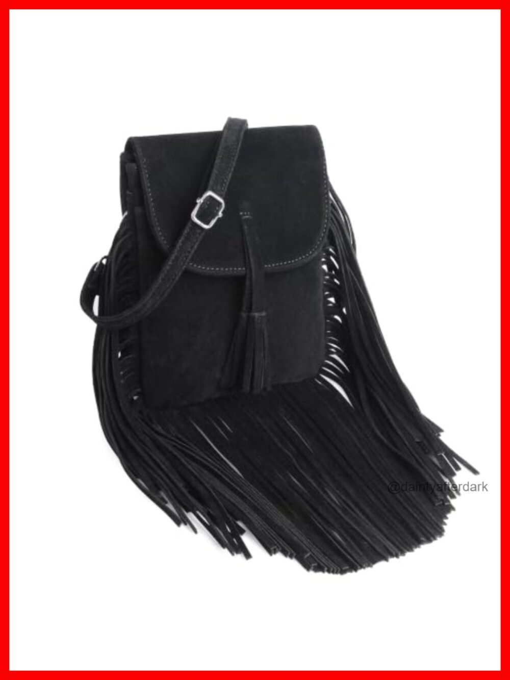 RFID Small Crossbody Bag Vegan Suede Tassel Phone Purse